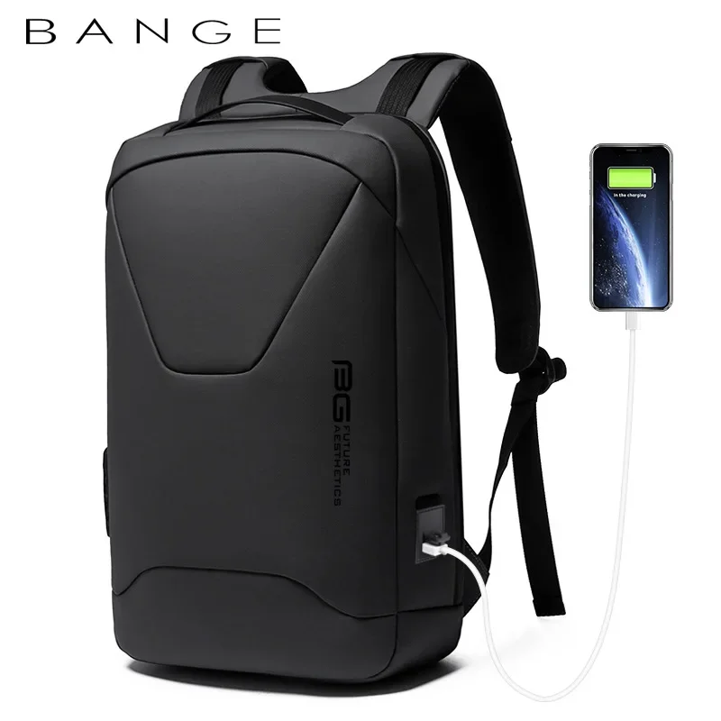 Bange 15,6 palca laptop vrecko proti krádeži obchodu s batohom Men Mochila Muž vodotesná veľká kapacita Škola USB počítačový taška