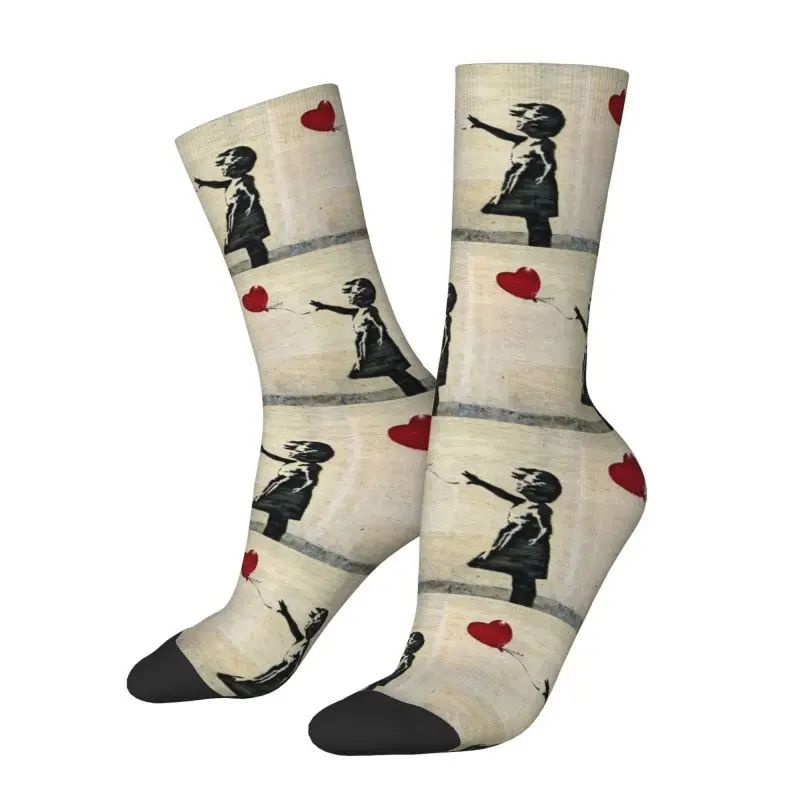Banksy's Balloon Girl Men Ženy posádky ponožky unisex Fun Banksy World Peace Jar leto Jesenné zimné šaty ponožky