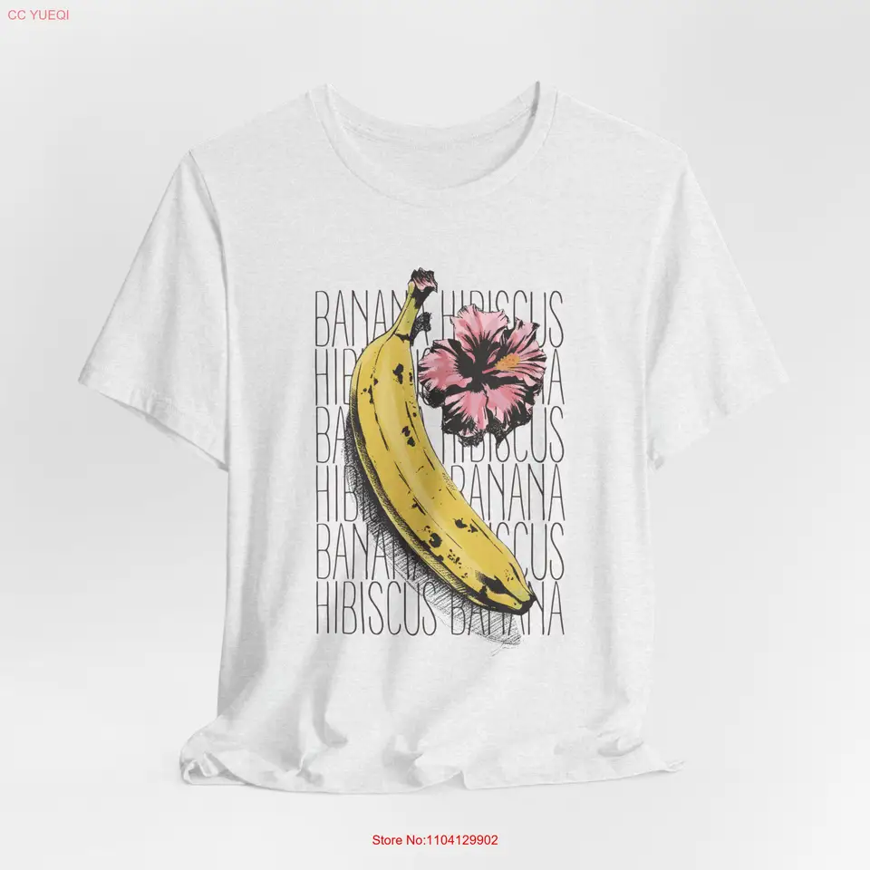 Banán Hibiscus T tričko Lovers Tee pre jej vintage štýl dlhé alebo krátke rukávy