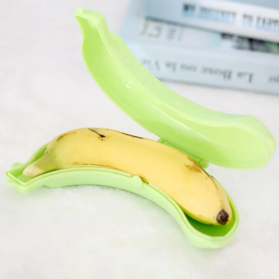 Banán uložte krabicu Flexibilné udržiavať čerstvé plastové piknik ovocie banánový skladovací kontajner prenosný obedový box kuchynské náradie