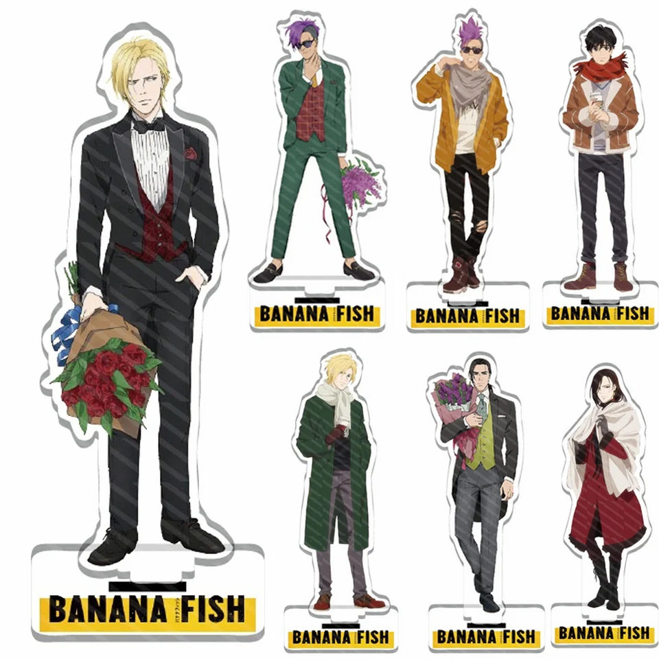 Banánové ryby chibi popol Eiji figúrky stojan Bl Animal Aslan Jade jade akčný model stojaci znak + základný stolný dekor vianočné darčeky