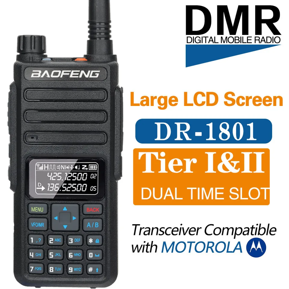 Baofeng DMR DR-1801 Walkie Talkie Dual Time Slot Tier 1 a 2 Digitálne/analógové rádio VHF UHF Upgrade Dual Band upgrade DM-1801 DM-1701