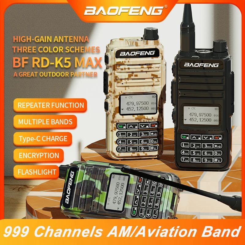 Baofeng Rd-K5 Ham Walkie Talkie High Gain Anténa šifrovanie Anti-Interference Air Band 108-136 MHz 5-10 km UHF VHF Two Way Radio Radio