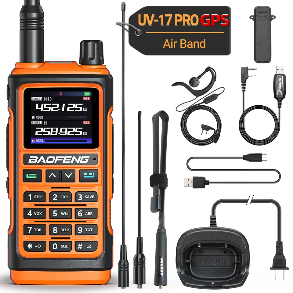 Baofeng UV-17 Pro GPS Walkie Talkie Air Band FM Long Radio Radio Wireless Frekvencia frekvencia vreckového počítača DTMF Two Way Ham Radio UV-5R