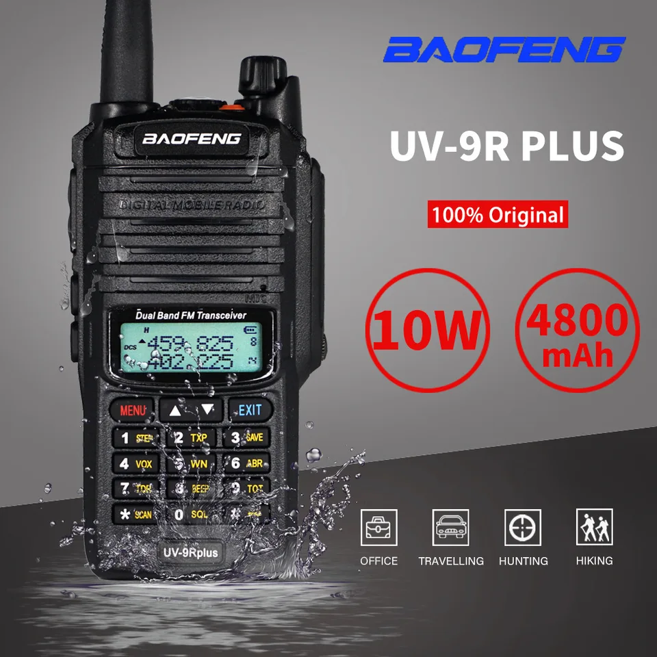 Baofeng UV-9R Plus 15W IP68 Dual Band Waterproof Walkie Talkie 16 km dlhý dole