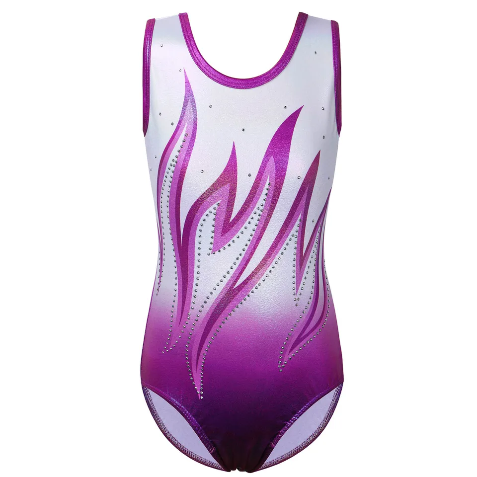 Baohulu dospievajúci gymnastika trikot pre dievčatá Flame Print Balet kombinézy kombinézy bez rukávov balerína Praktý kostým kostýmy