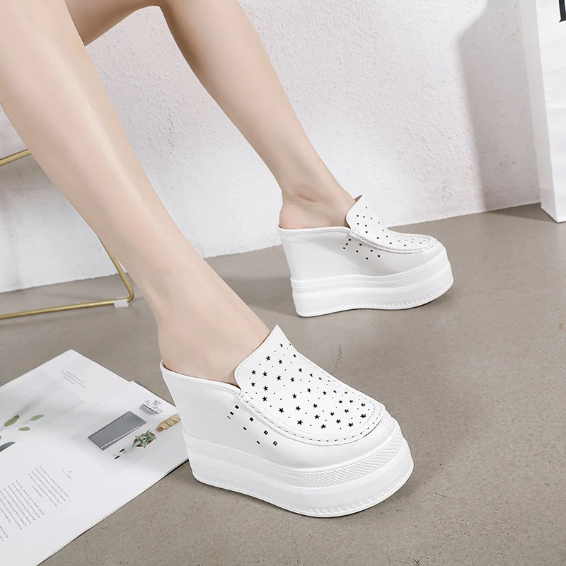 Baotu Half Slipper sa všetko zhoduje vo vnútri Zvýšenie o 13 cm dámske topánky