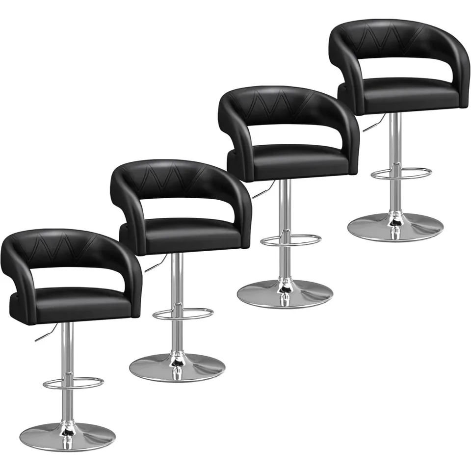 Bar stoličky sada 4 nastaviteľné otočné moderné kožené barové stoličky, kuchynské stoličky pre bar, pre bar, kuchyňa