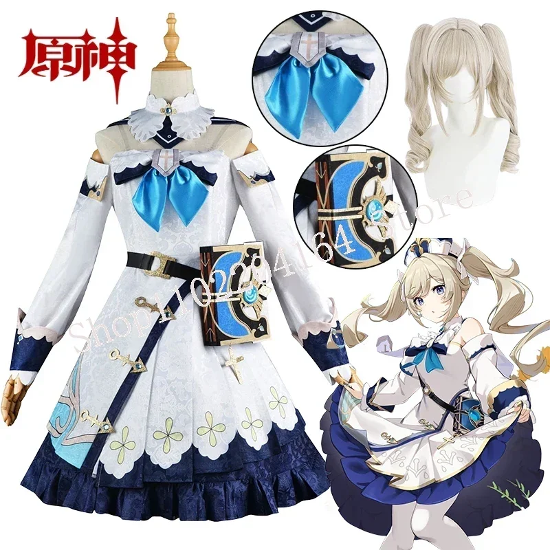.Barbara Cosplay Genshin Impact Barbara Cosplay kostým anime Vysokokvalitné šaty parochňu parochní Disfraz Halloween kostýmy pre ženy