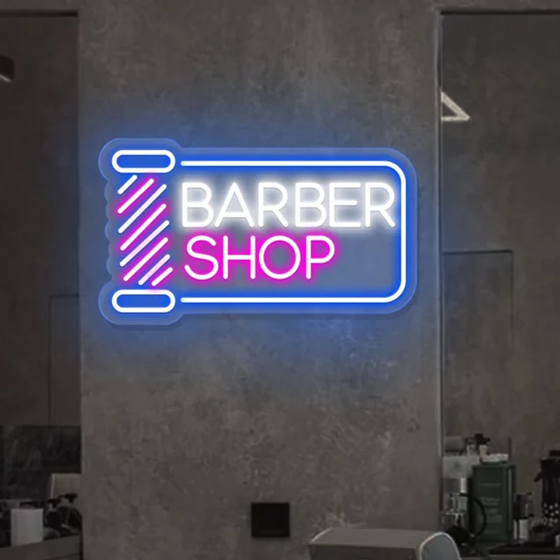 Barber Shop Neon Light Sign neónová osvetľovacia strihá kaderníctvo Logo Logo Loga s prepínačom nastavenia jasu