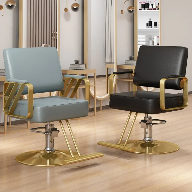 Barbershop Men Baderské stoličky luxus navrhnuté kozmetické holičstvo Stolička otočná retro zlato Cadeira de Barbeiro Salon Nábytok