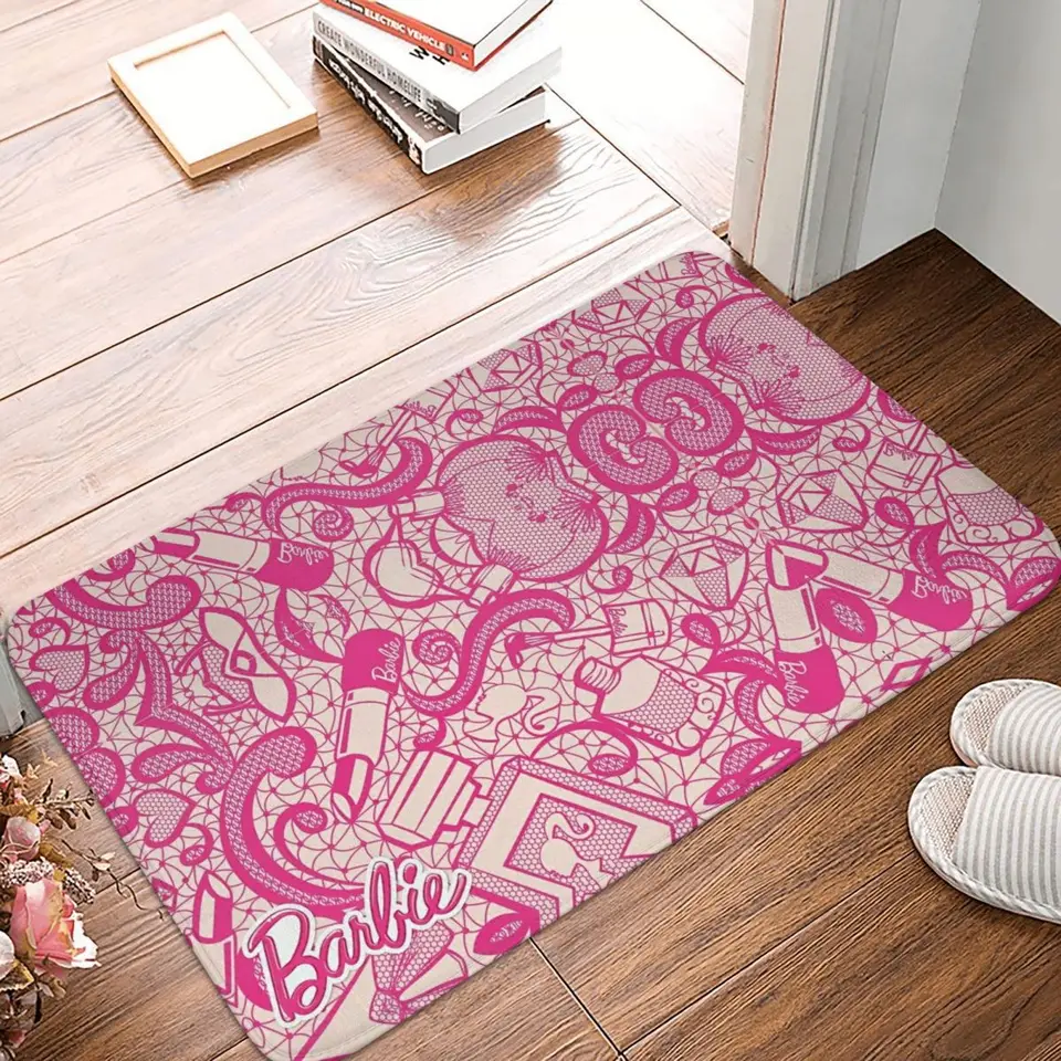 Barbie Bath Mat Slávna roztomilá bábika rohožku flanel koberec vonkajší koberec Domáca dekorácia