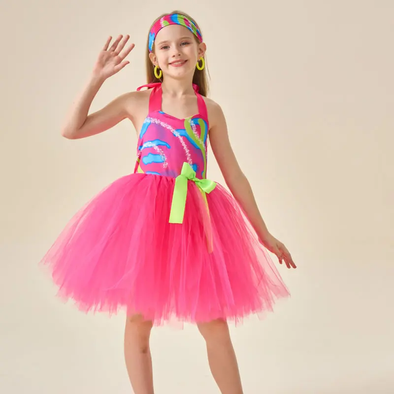 Barbie Cosplay kostým pre dievčatká šaty handrika vianočné dieťa upling tlanic+náušnice+čelenka 3pc outfit detský šaty