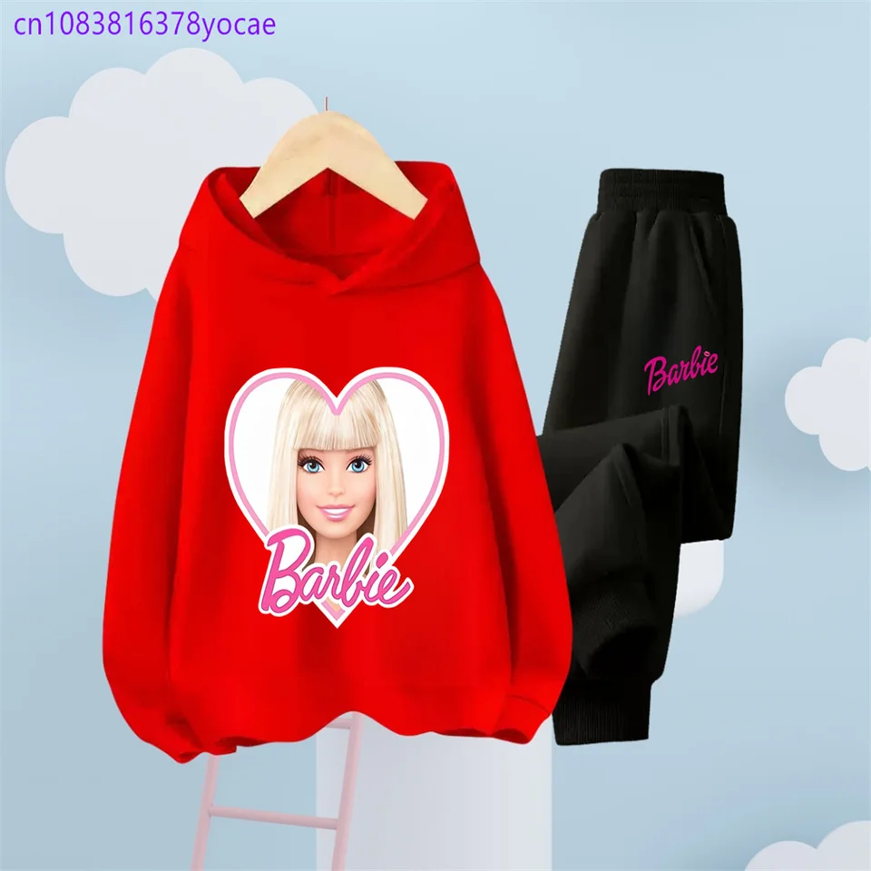 Barbie Kids Hoodie 3-14 rokov starý chlapci a dievčatá nosia mikiny príležitostné športové mikiny + štýlové a pohodlné tepláky