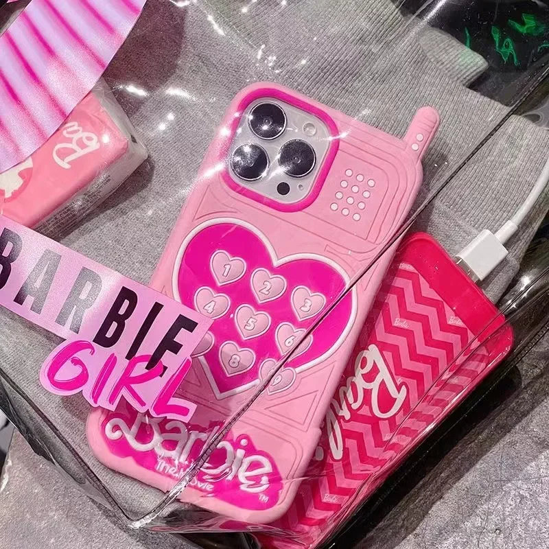 Barbie princezná Pink Sweet Girls Pase pre iPhone 15 14 13 12 11 Pro Max 14 Plus puzdro roztomilý luxusný kreslený nárazový kryt