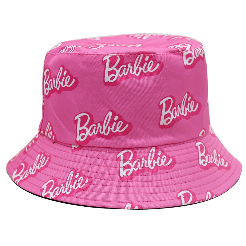 Barbie Women Sun Hat Girls Pláž cestovanie vonkajším rybárskym klobúkom klasický kreslený vzor tlač