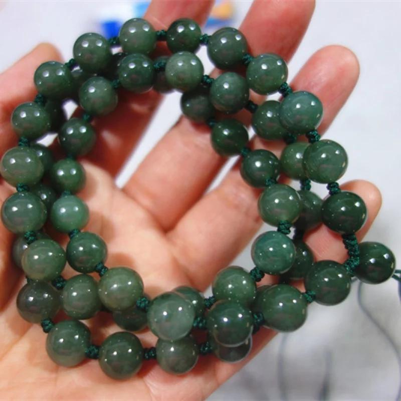 Barma Jadeite Oil Green Round Luads Náhrdelník