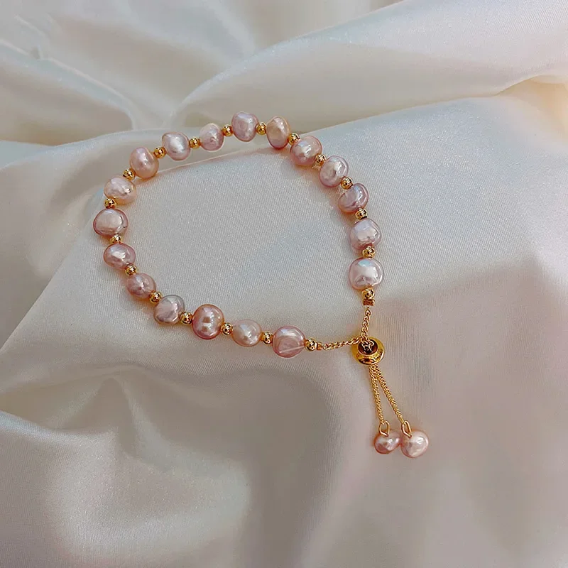 Barokové nepravidelné sladkovodné perlové náramky pre ženy Dievčatá Luxusná prírodná mačka Opal Opal Stone Nastaviteľné náramky