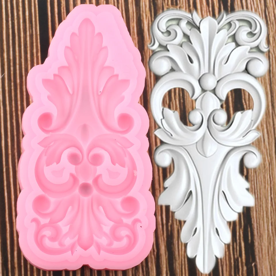 Barokový zvitkový list hranicu silikónových foriem DIY Cupcake Topper Fondant Cake Deskotujú