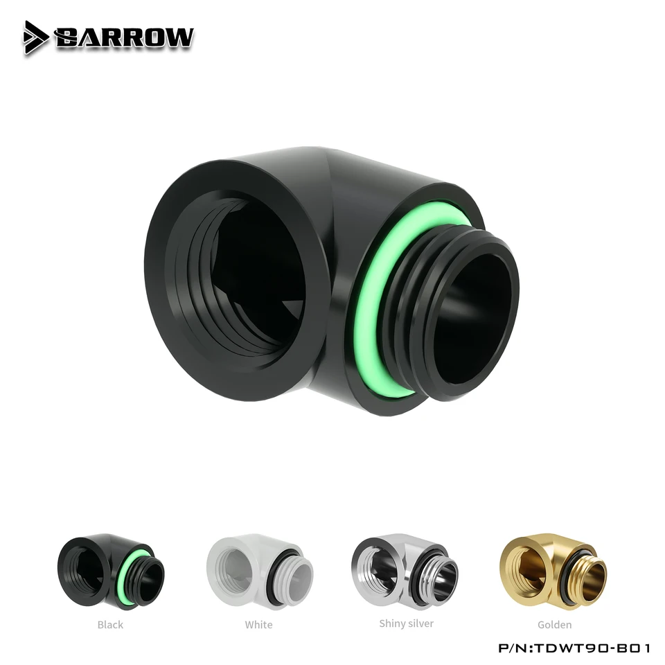 Barrow Gold Black Silver G1/4 '' vlákno 90 stupňov adaptérov adaptérov vodovodného chladenia Vodné chladenie TDWT90-B01