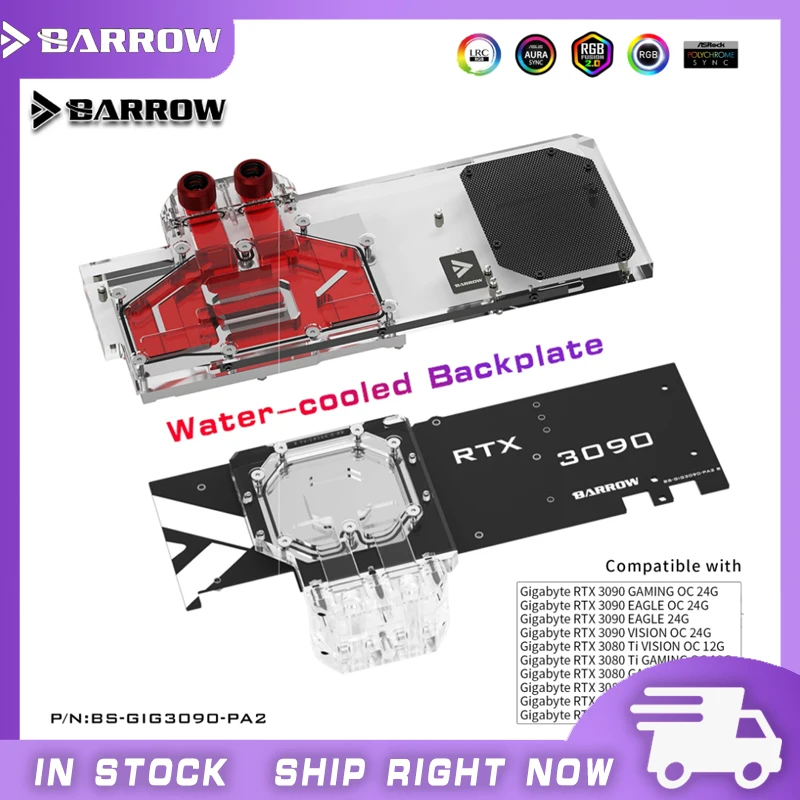 Barrow GPU Water Block Block Dackplane pre Gigabyte 3090 3080TI 3080 Gaming Eagle Vision, vodná dráha BS-GIG3090-PA2 B