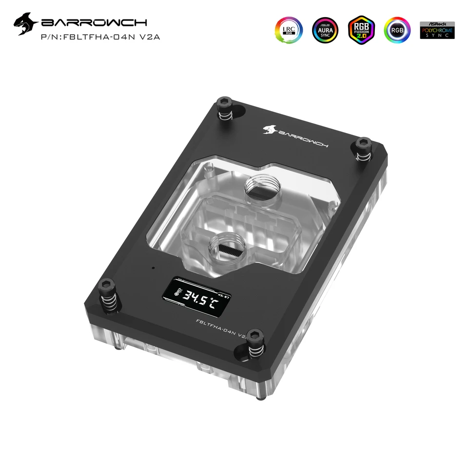 Barrowch FBLTFHA-04N V2A, pre vodný blok CPU Ryzen AM5/AM4/AM3, TFT
