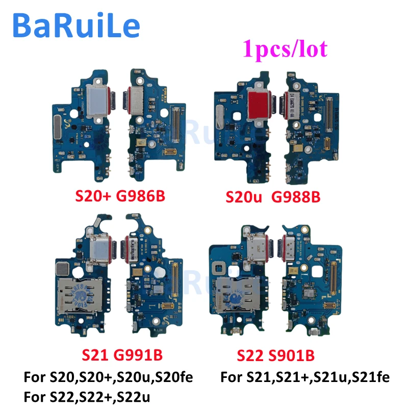Baruile USB Nabíjací port konektor Flex pre Samsung S20 Plus S22 Ultra S21 S21U S20+ S23 S918 S20FE 5G Nabíjacia doska Flex G986