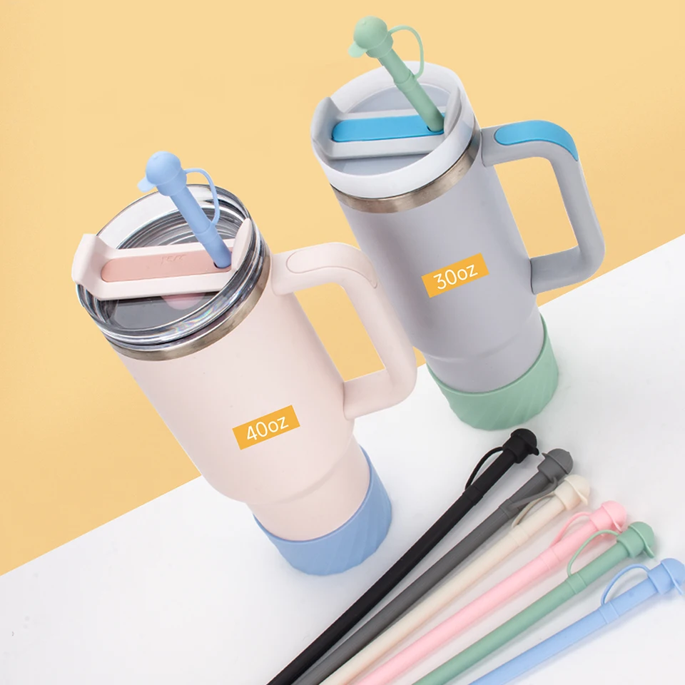 Baseballová čiapka Silikónová slama 10 mm baseballová čiapka Topper Slaw Straw Dlhá silikónová slama pre Stanley 20/30/40oz pohárik