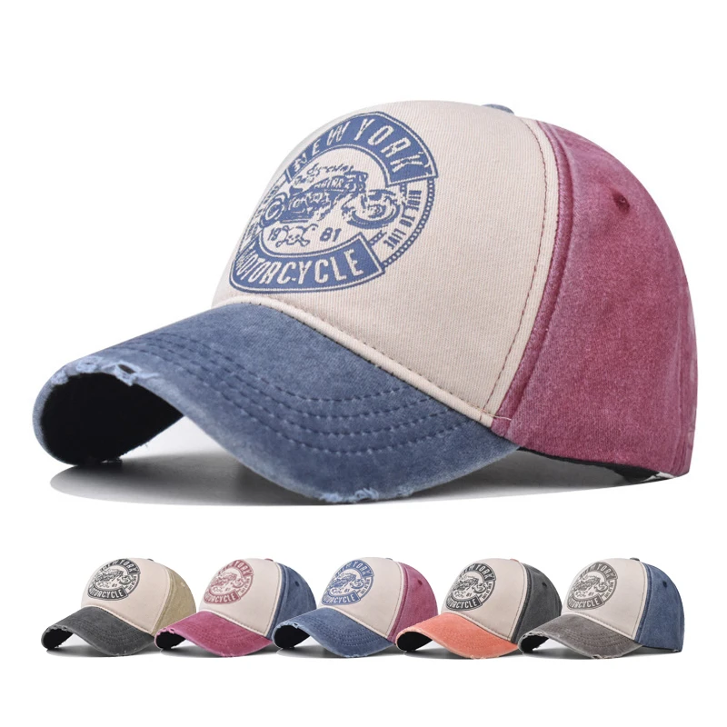 Baseballová čiapka slnečný klobúk retro štýl umývaný denim baseball cap zhodujúca sa motocykel jar jesenná baseball hip