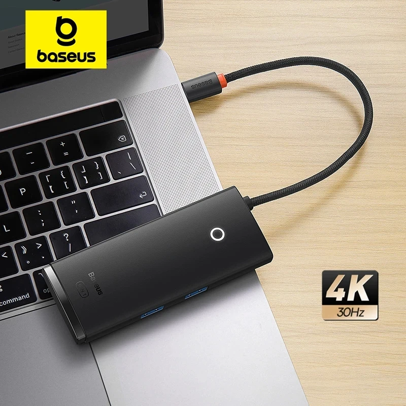 Baseus Type C Hub USB Hub 3.0 6-port Splitter HDMI kompatibilný 4K@30 Hz Adapter Expansion Dock Station pre PC počítačové príslušenstvo