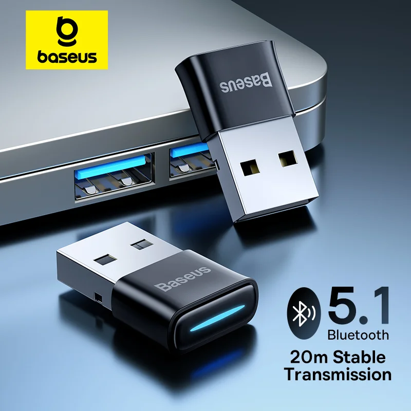 BASEUS USB Bluetooth Adapter Wireless Bluetooth 5.1 Audio prijímač pre počítačové klávesnice pre laptop myši Klávesnice slúchadlá Win8/10/11