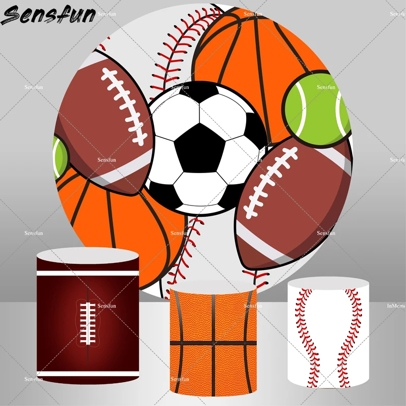 Basketbal okrúhle kruhové pozadie kryt futbalového športu pre bábätká narodeninová oslava Photo pozadia pozadie nohy Candy Candy Decor