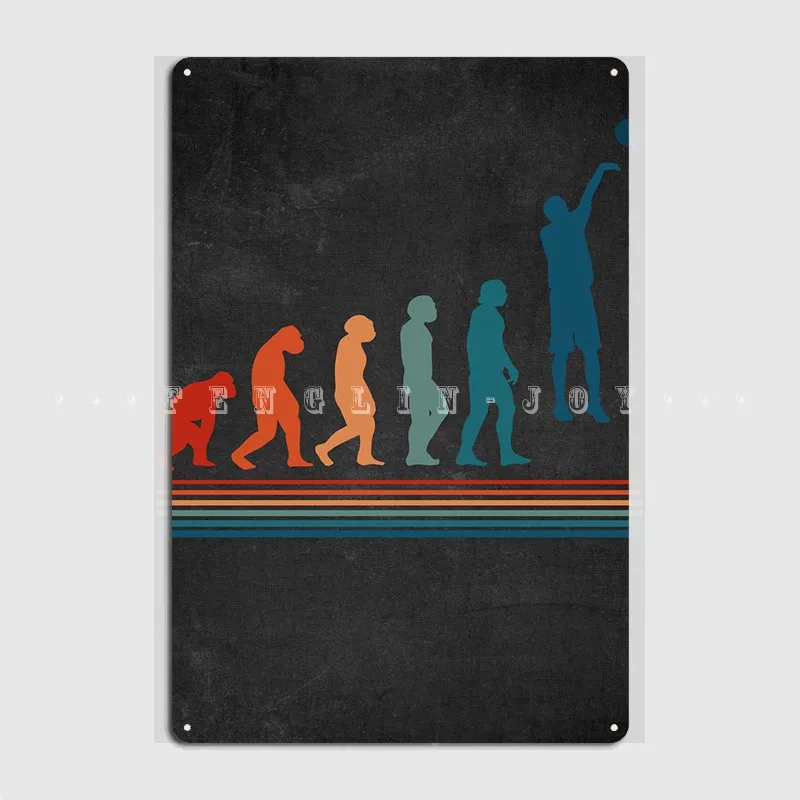 Basketbal retro evolúcia plagát kovový plaque club bar plakety kino obývacia izba retro cínový znak plagát