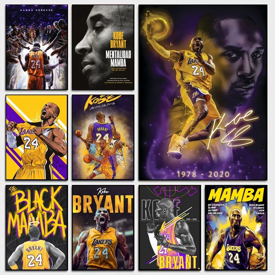 Basketbalová hviezda kobe bryant klasický anime plagát nepremokavý papier slepka na kaviareň bar
