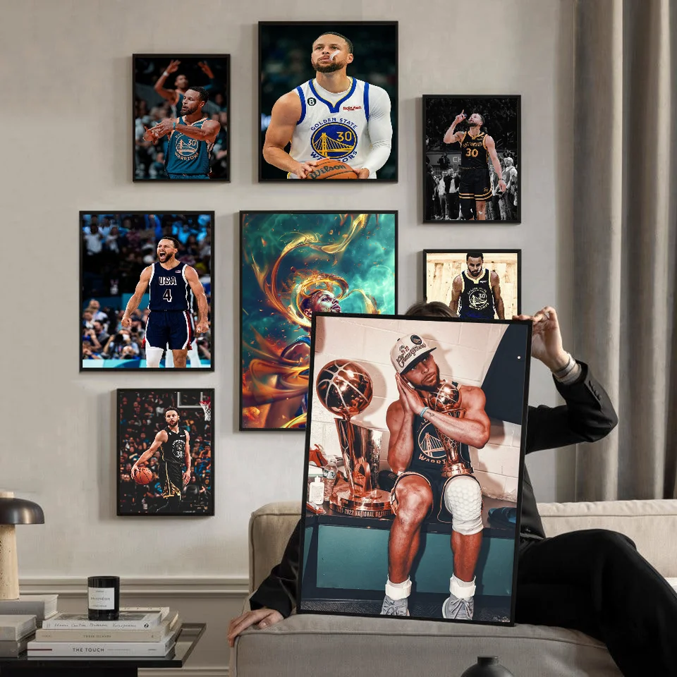 Basketbalová hviezda S-Stephen C-Curry Kvalitné výtlačky a plagáty nepremokavé papierové nálepka kaviareň kaviareň Plagáty
