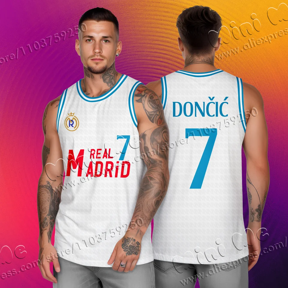 Basketbalové dresy Men Meni Nadmerné 24-25 Nové leto Arriavl Summer Real Madrid Basketbal dres