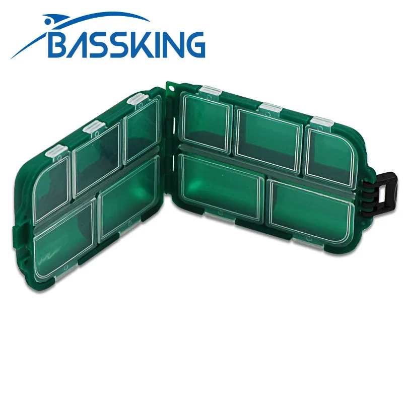 Bassking 10 priehradky Mini skladovacie puzdro Lietajúce rybolovné náradie Rybárska rybolovná lyžica háčik na úložné skrinky Rybárske príslušenstvo