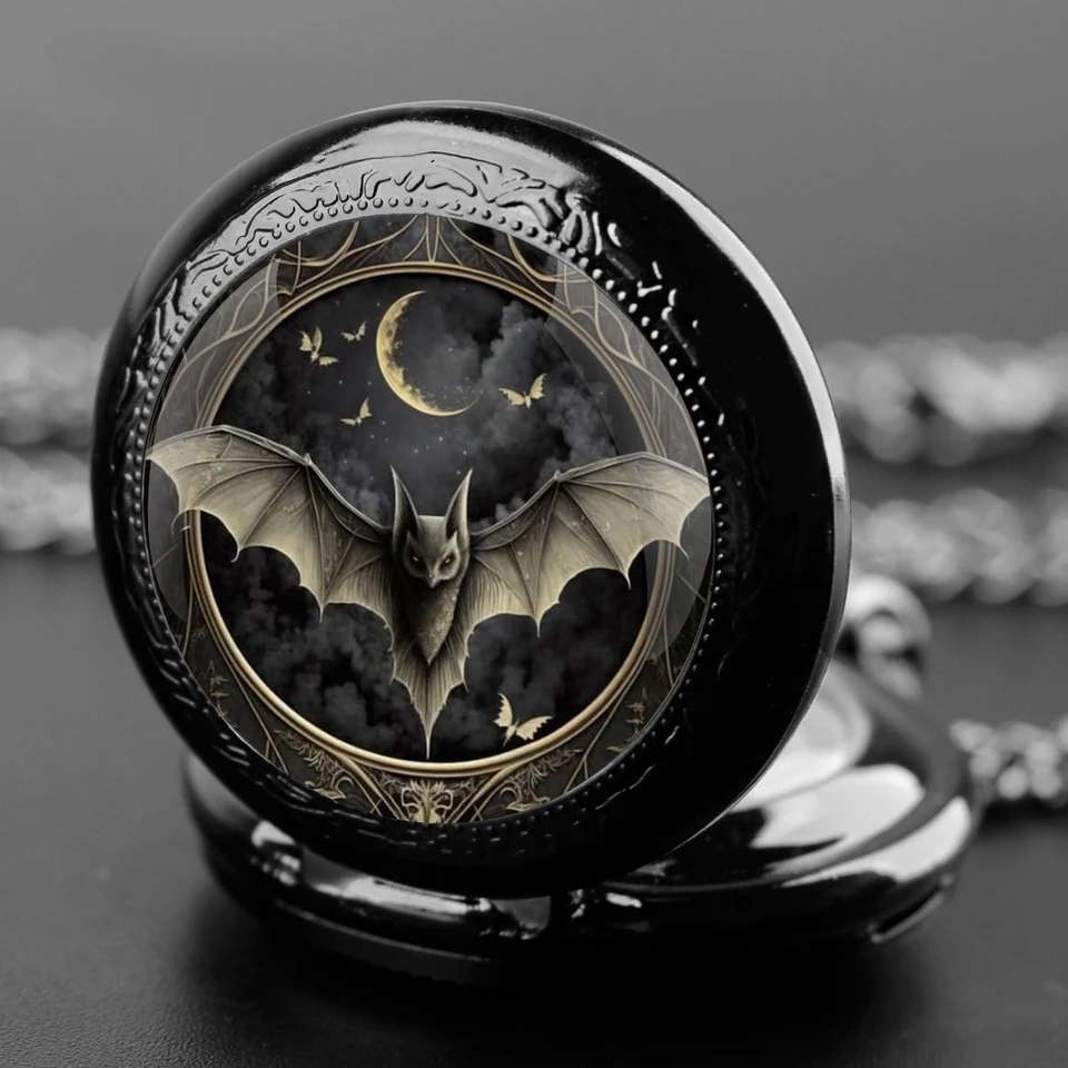 BAT Design Glass Dome Quartz Pocket Watch s odolnou reťazou arabského číselníka pre mužov a ženy Kreatívne darčeky
