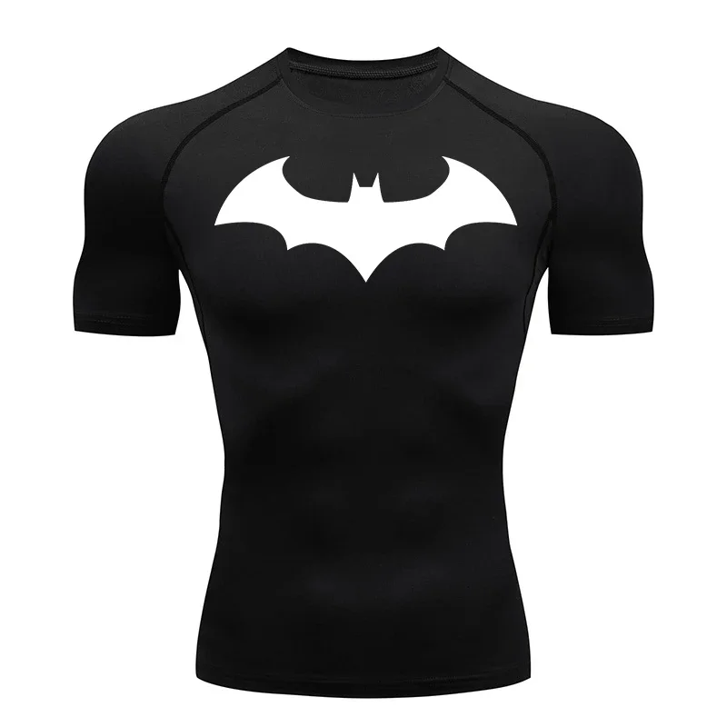 BAT Grafické kompresné košele pre mužov pre mužov s krátkym rukávom Rash strážca telocvičňa Cvičenie Running Tshirt letné atletické rýchle suché odpaliská vrcholy