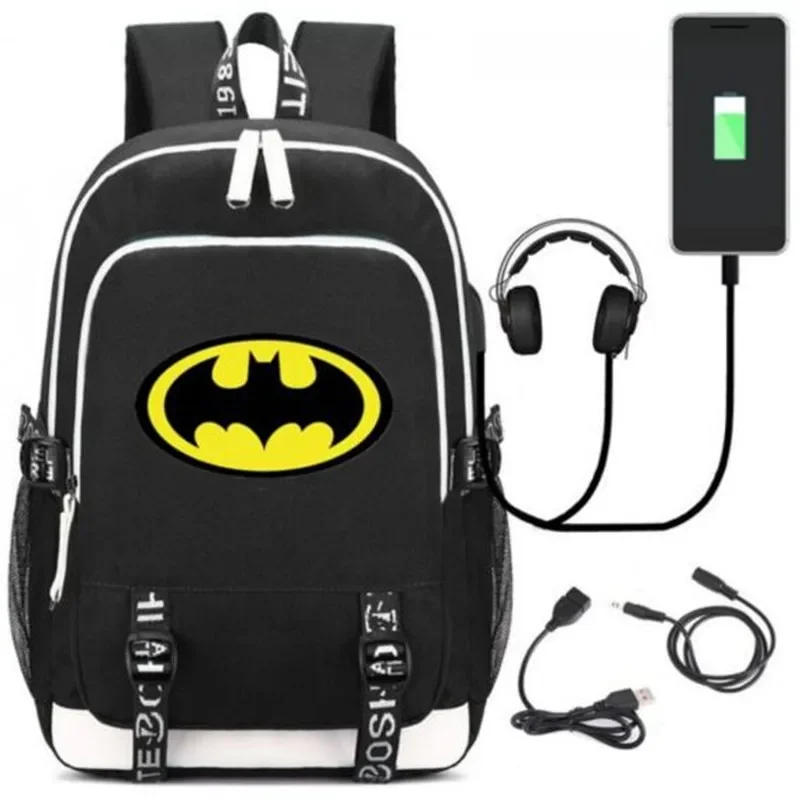 BAT logo Comic Marvel Hero USB Batoh School Book Bags Fanúšikov