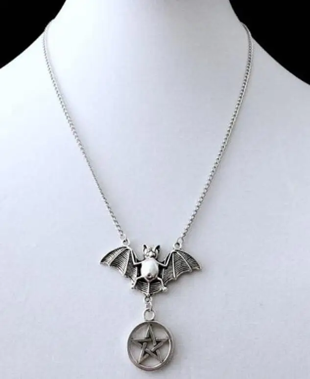 BAT pentagram prívesok Náhrdelník gotická ulic