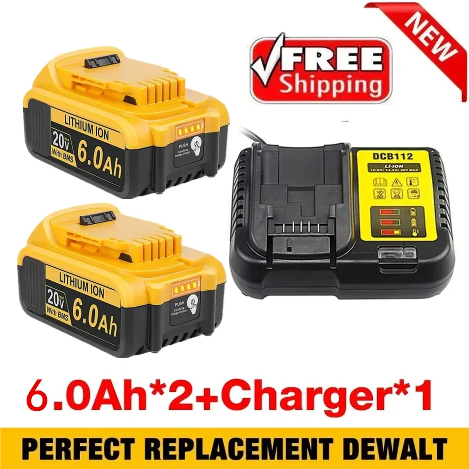 Batería de Iones de Litio de Rebuesto Para Dewalt DCB205, DCB201, DCB203, 18V/20 Voltios Máx. 6,0 ah, 8,0 ah