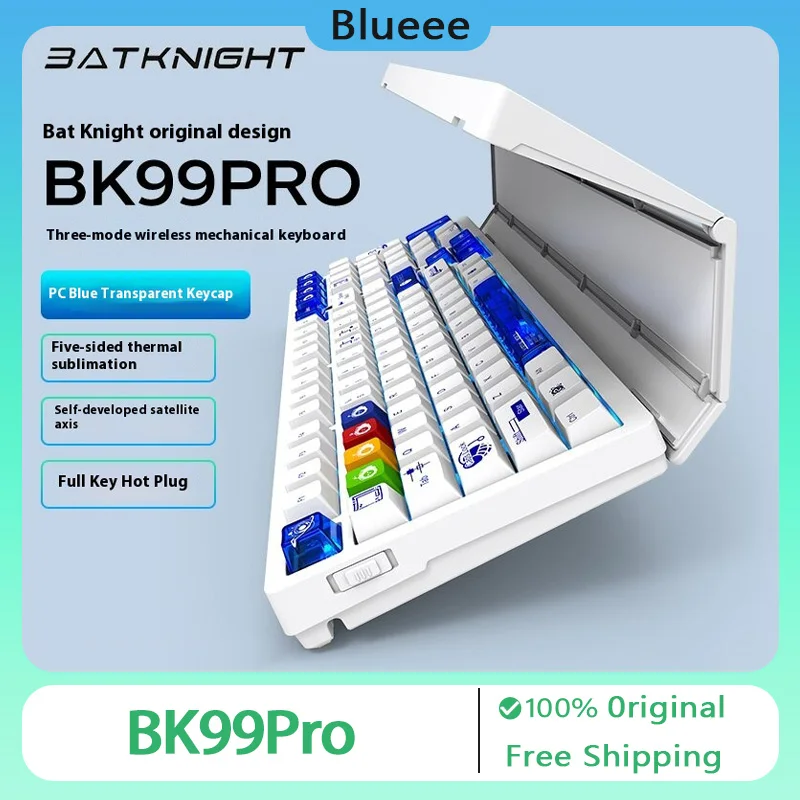 Batknight Bk99Pro Mechanická klávesnica bezdrôtové trojfázové rozložiteľné ručné odpočinok RGB Hot Swap PC PC Herné príslušenstvo Klávesnica