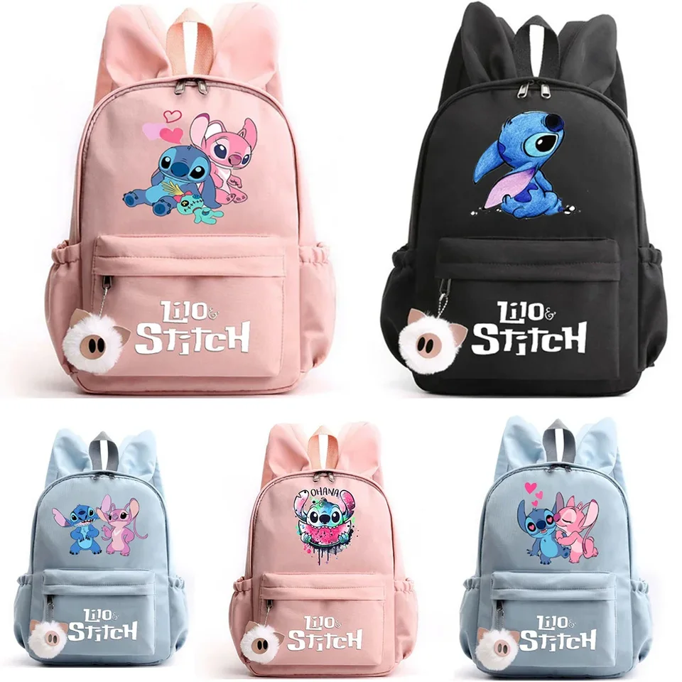 Batoh Disney Lilo Stitch pre dievčatá chlapci Teenager Deti Rucksnack Bath Casual School Bags Cestovanie králičích uší batohy Mochila