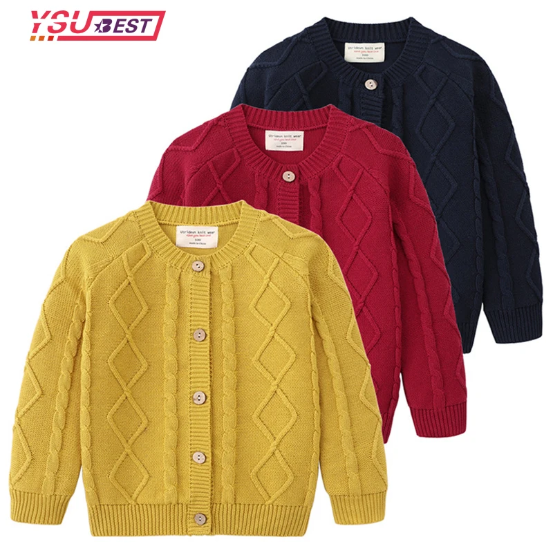 Batoľa Cardigan Baby Sweater Pletená chlapci Dievčatá masívny sveter ručne vyrábaný dojčenský single Breasted pletená sveter