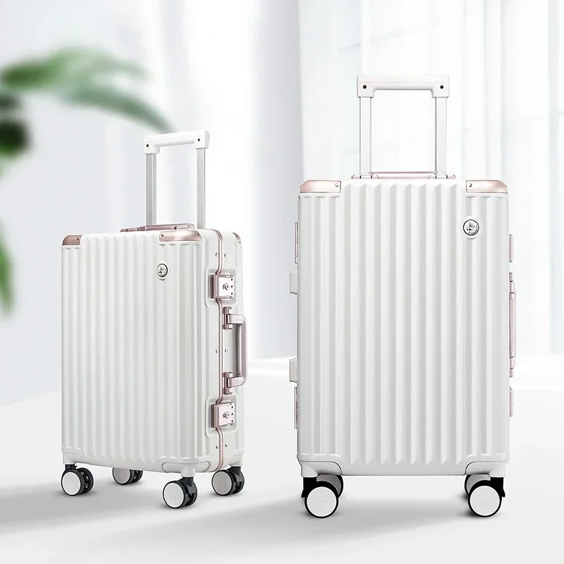 Batožina Ženské cestovné tašky Tiché univerzálne hliníkový rám+PC Trolley Casemale Kufrase 20/22/24/26 palca kufrí