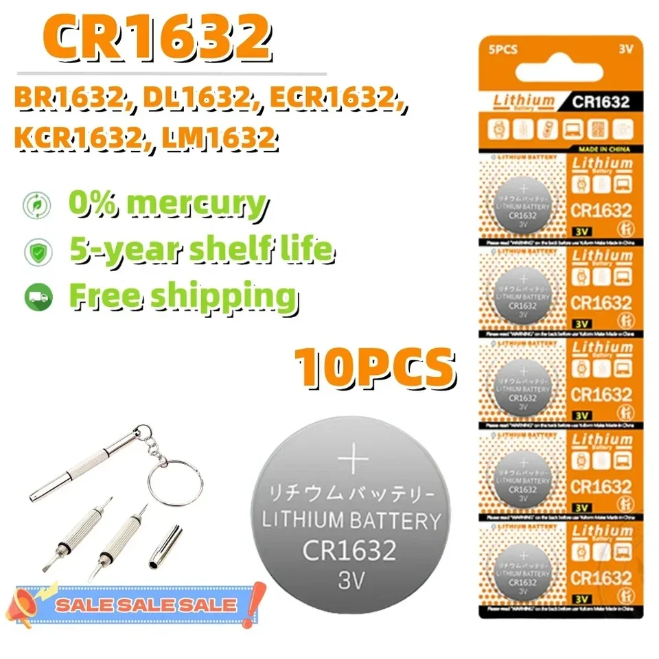 BATTÁLNA BATLICKÁ BATTER 10KS CR1632 Lítium Coin Cell Batteria 3V LM1632 BR1632 ECR1632 CR 1632 ELEKTRONICKÉ HODNOTENIE Hračky