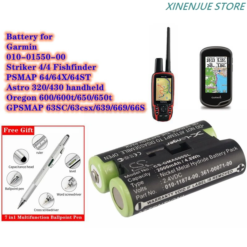 Batéria GPS navigátor 2,4V/2000MAH 010-11874-00 pre ručné počítadlo Garmin Astro 430, Oregon 600 600T, 650 650 T, Striker 4,4 Fishfinder