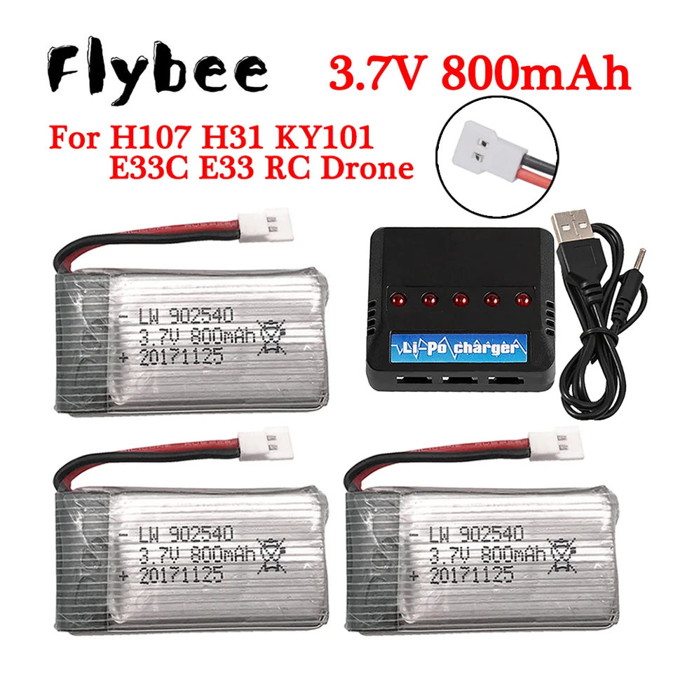 Batéria H31 3,7V 800 mAh 902540 LiPo batéria a nabíjačka pre H107 H31 KY101 E33C E33 RC DRONE NÁKLADNÉ ČASŤ PRÁCE 3,7V batérie 3,7V