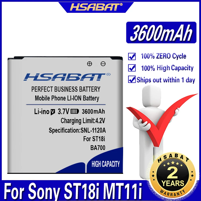 Batéria Hsabat 3600MAH BA700 pre spoločnosť Sony Ericsson Xperia Ray ST18I MT11i MT15I MK16i, Xperia Neo MT15I PRO MK16I